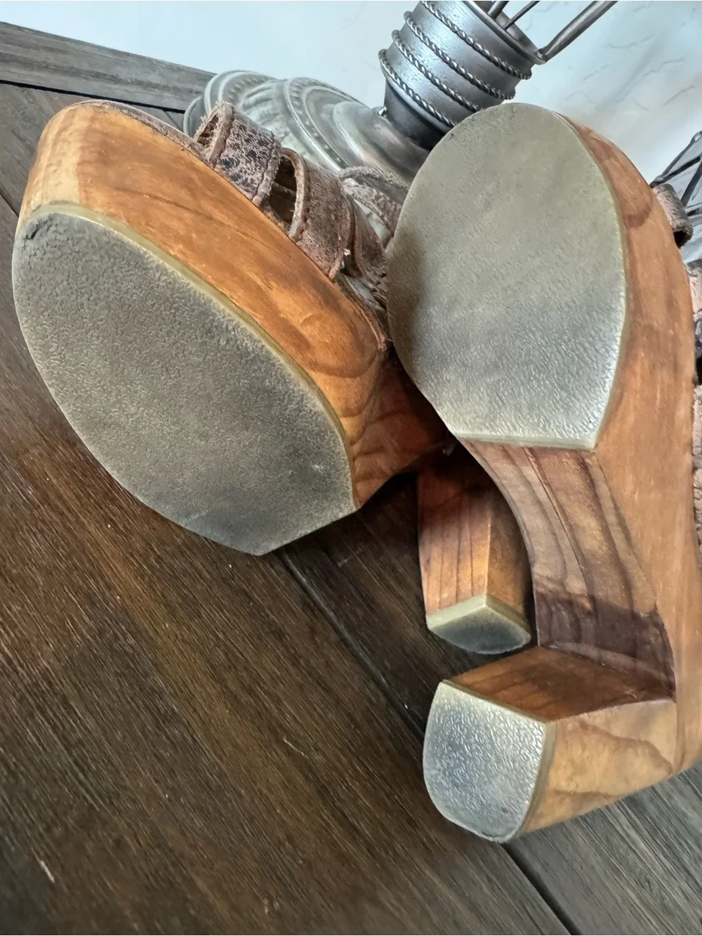 Bed Stu Brown Woven Leather Platform Sandals